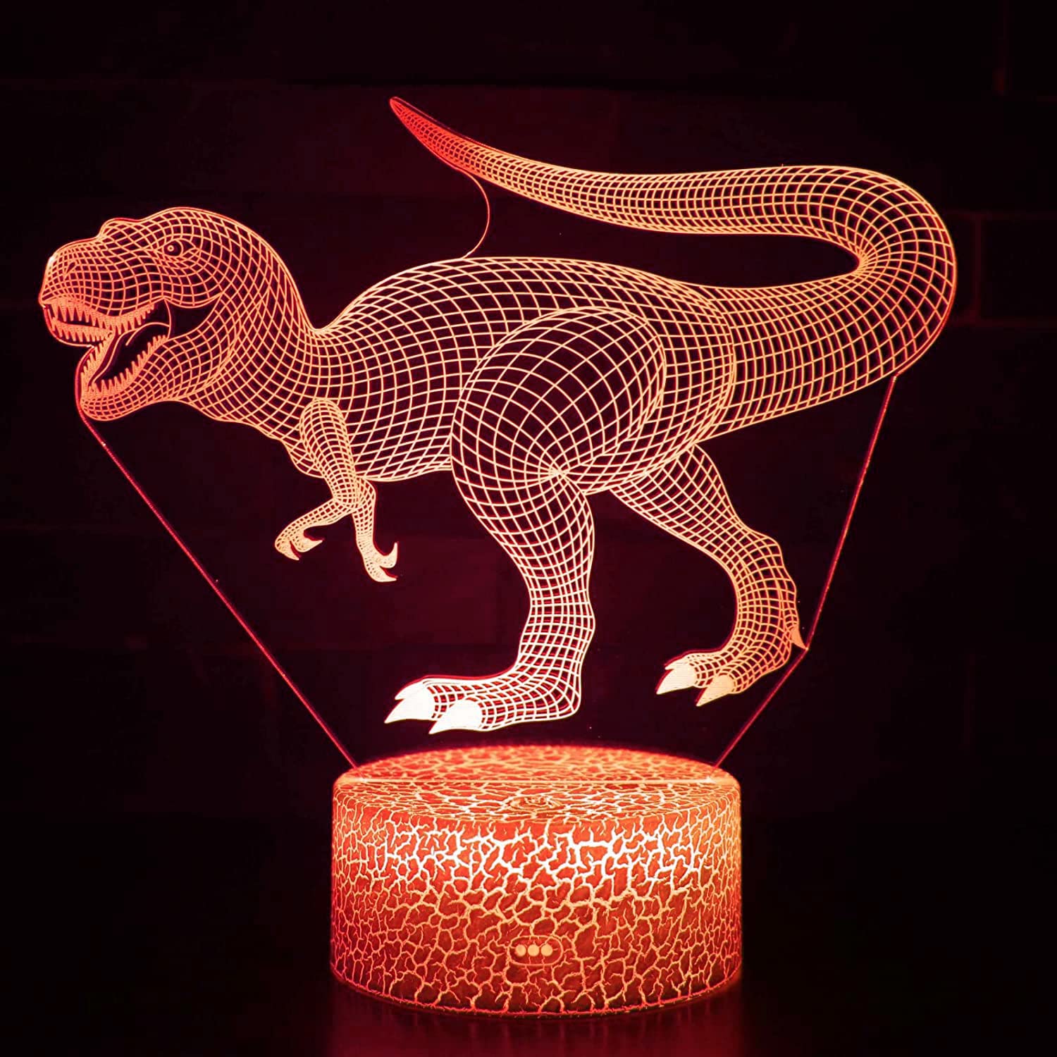 Uruzuo 3D Dinosaur Night Light - 16 Color Changing LED Kids Room Lamp, Dino Themed Night Light for Boys & Girls, Cool Birthday Gift & Bedroom Decor - Perfect for Nursery, Kids Room & Party Decorations