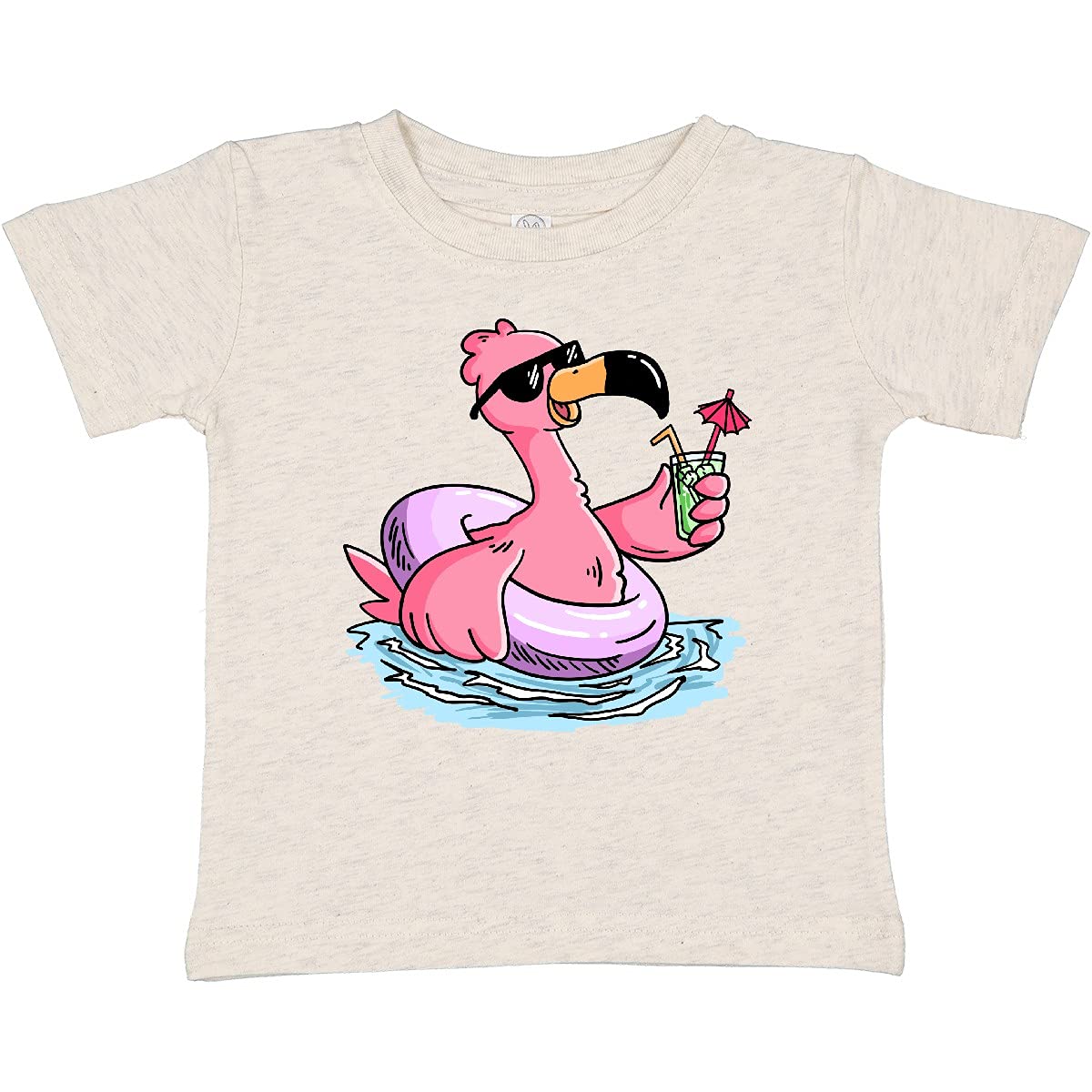 Inktastic Flamingo with Sunglasses Baby T-Shirt - Cute Summer Pool Party Outfit for Toddlers & Infants - Perfect for Beach Vacations, Birthday Parties & Family Gatherings