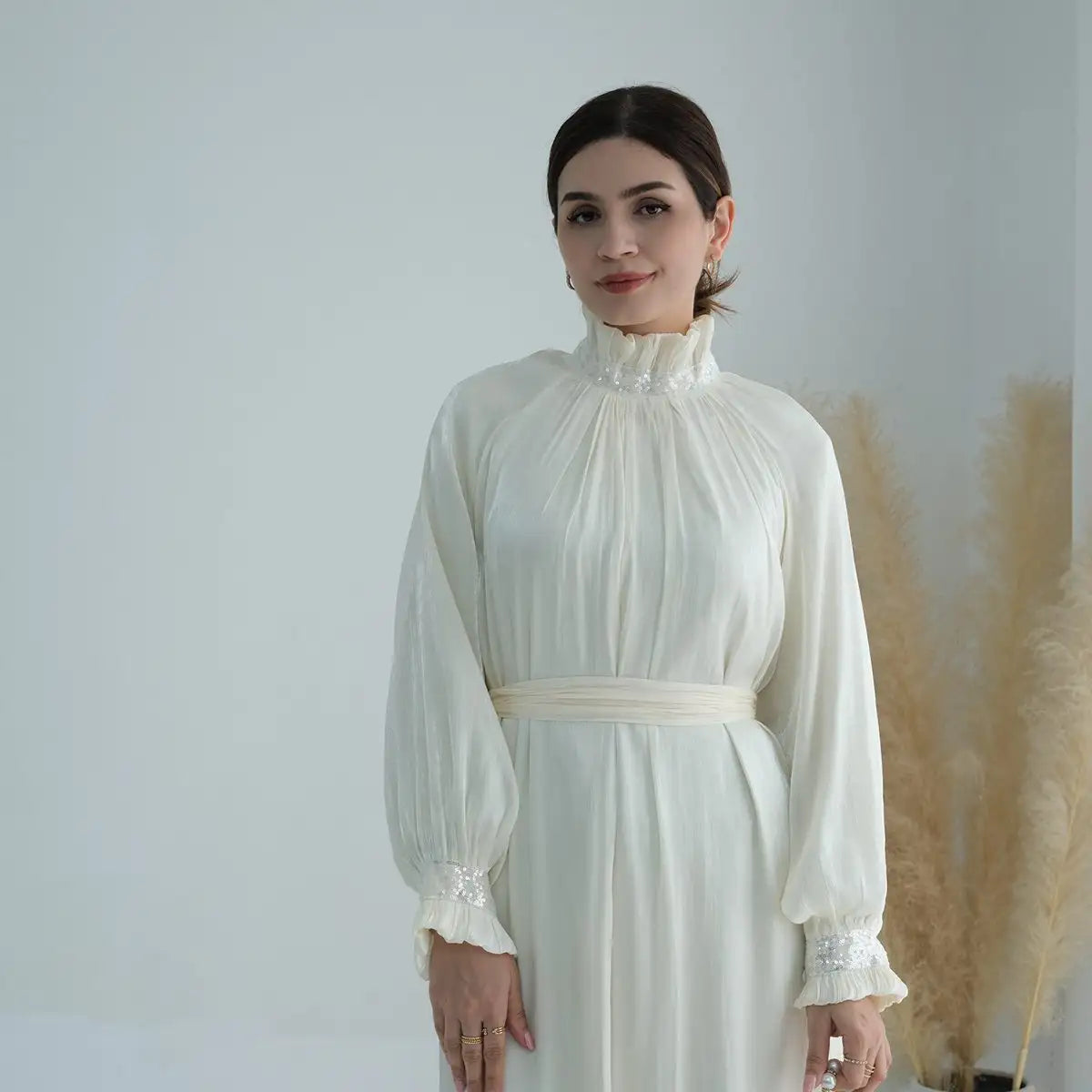 Elegant Shiny Bright Abaya Dress for Muslim Women - Perfect for Prayer, Eid, and Special Occasions