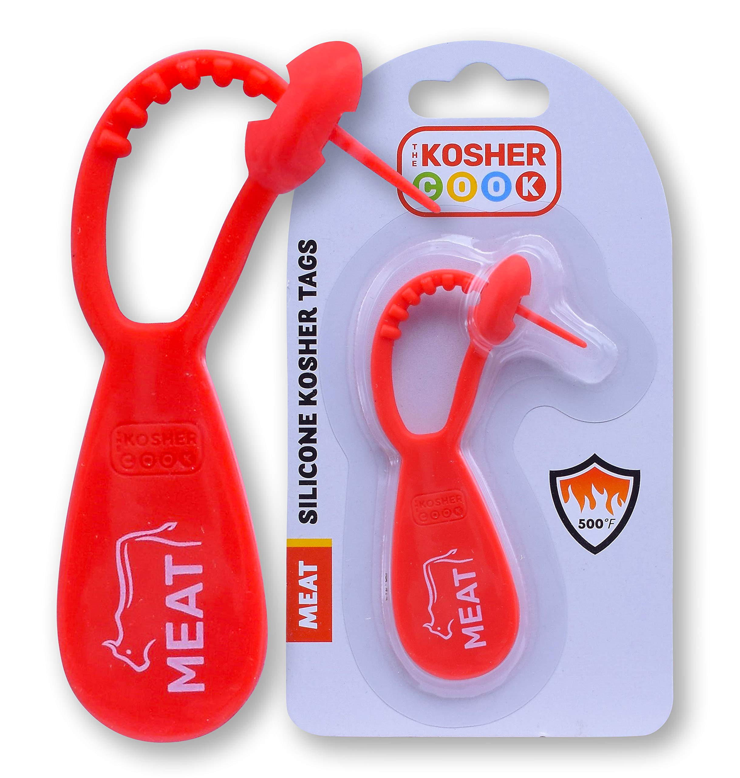 Kosher Meat Red Silicone Tag - Heat Resistant & Dishwasher Safe Kitchen Label for Utensils | Perfect for Food Safety, Meal Prep & Kosher Kitchen Organization