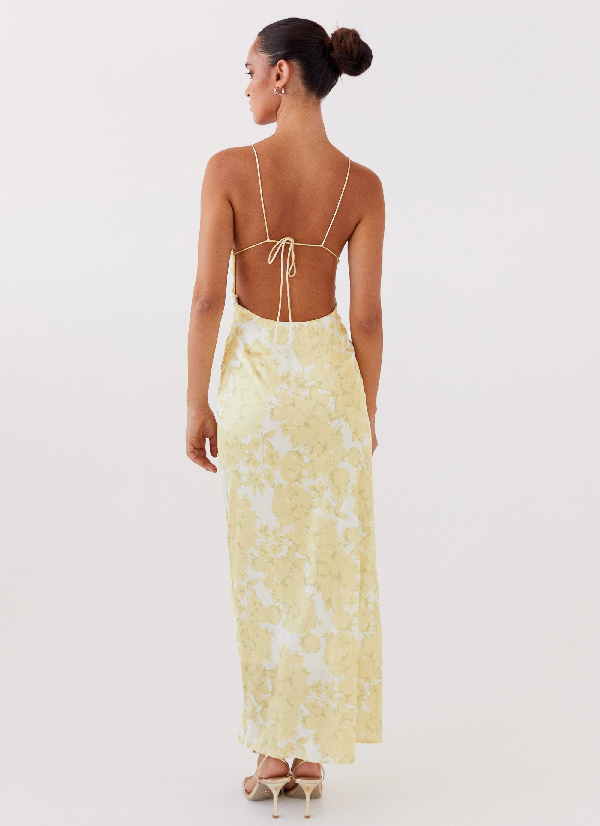 Coastal Escape Satin Maxi Dress in Daffodil Yellow - Perfect for Beach Vacations, Summer Weddings & Boho Chic Outfits