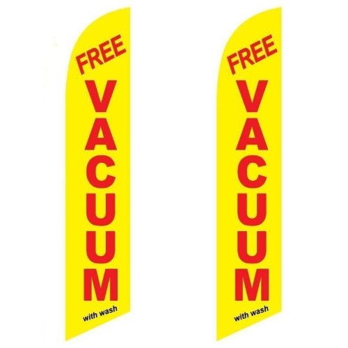 Twin Pack Full Sleeve Swooper Flags - Yellow, Red & Black - Includes FREE Vacuum with Wash | Perfect for Sports Events, Parades & Home Decor