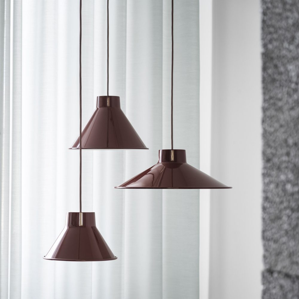 Muuto Top Pendant Lamp in Deep Red - 4 Size Options | Modern Scandinavian Hanging Light for Dining Room, Kitchen Island & Living Room Decor