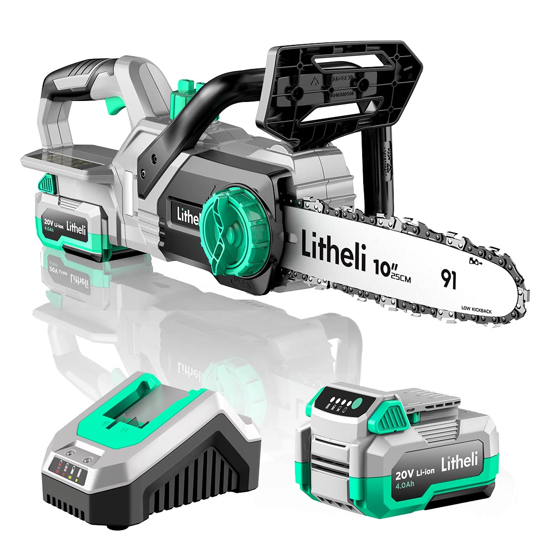 Litheli 10-Inch Cordless Electric Chainsaw - 4000mAh Battery & Charger Included, Portable Mini Chainsaw for Tree Cutting, Garden & Home Use - Perfect for DIY Woodworking, Landscaping & Outdoor Projects