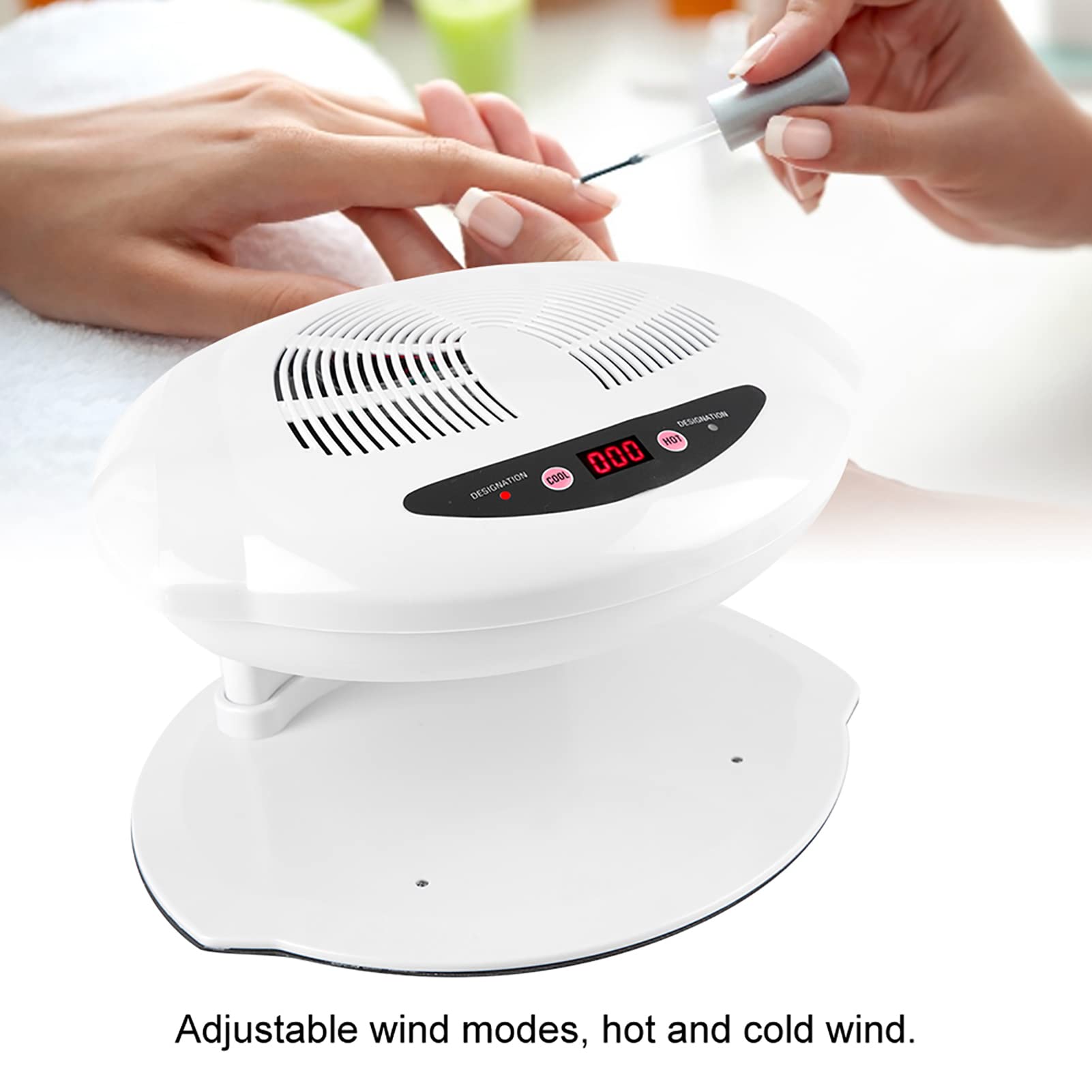 ANGGREK Professional Nail Dryer Fan - Fast Drying Hot & Cold Air Nail Polish Dryer for Manicures, White (US Plug) | Perfect for Home Salons, Nail Art Studios & Quick Polish Drying