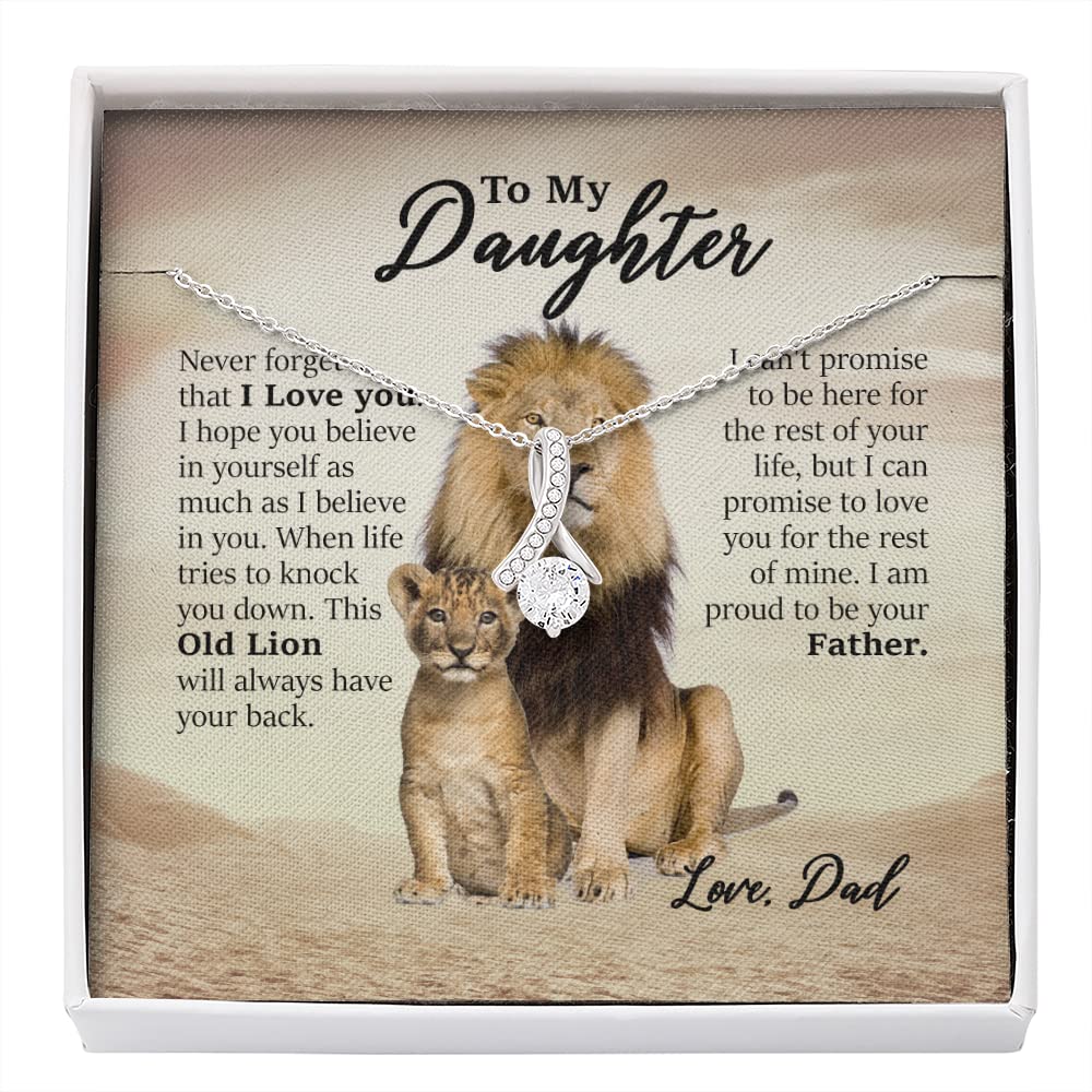 Father Daughter Necklace - Lion Pendant Jewelry Gift for Daughter from Dad - Birthday, Graduation, Father's Day Keepsake - Perfect for Special Occasions & Heartfelt Moments
