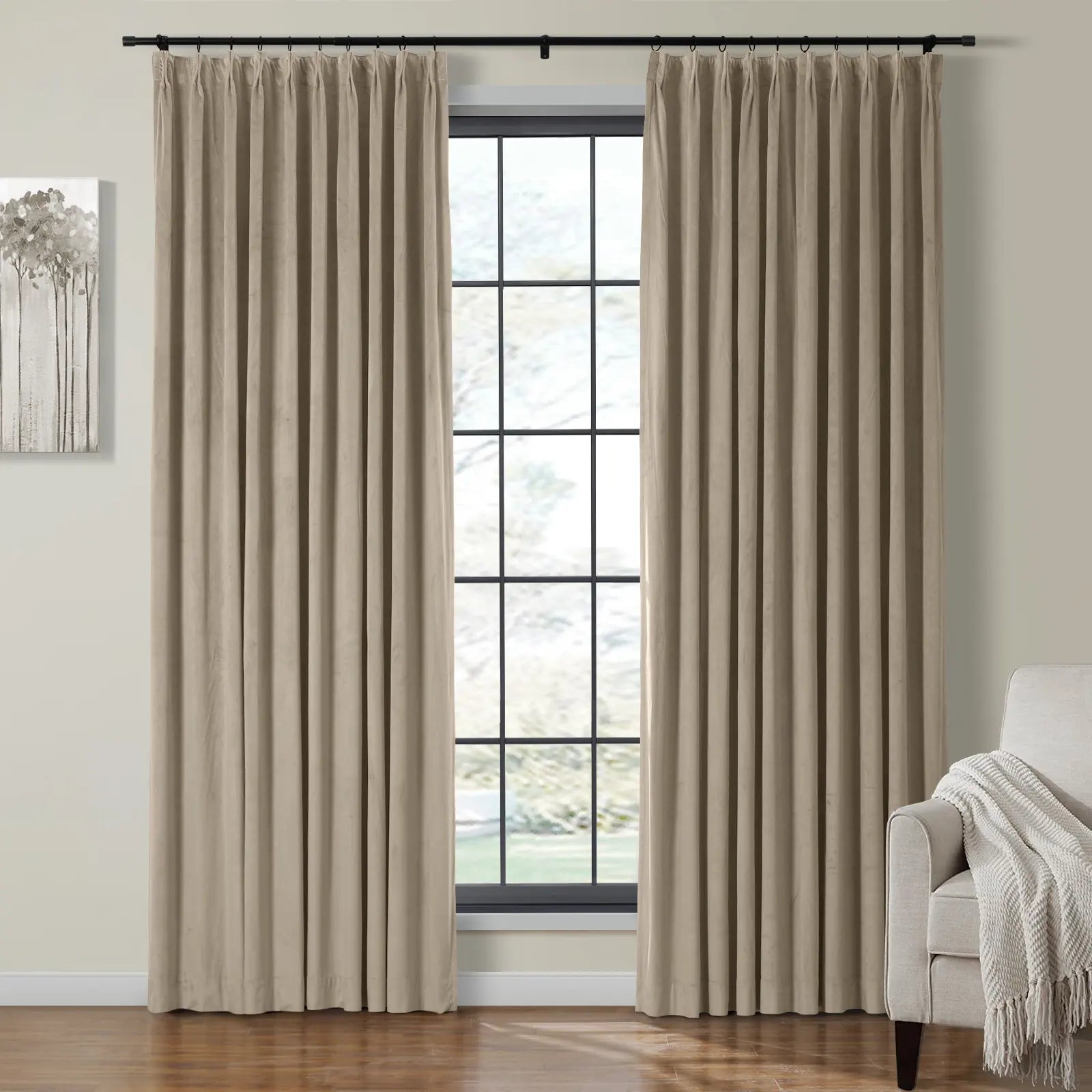 Birkin Velvet Curtain Pleated - Luxurious Blackout Drapes for Living Room & Bedroom - Elegant Window Treatment for Home Decor