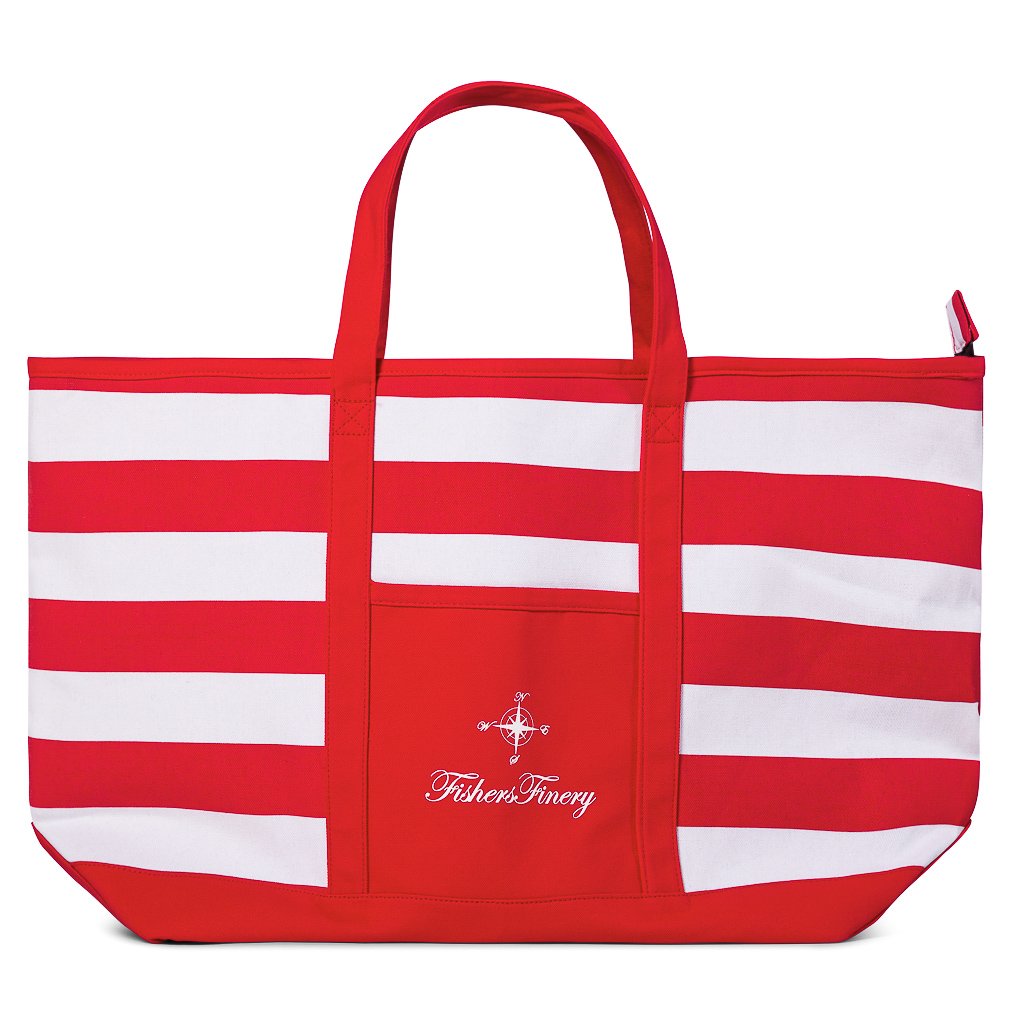 Fishers Finery Heavy Duty Zippered Beach Bag - Large Waterproof Travel Tote & Weekender Bag for Women (Red) | Perfect for Vacation, Gym, Shopping & Weekend Getaways