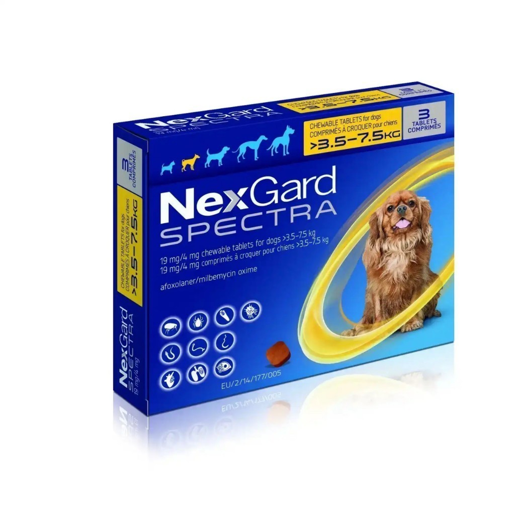 NexGard Spectra Chewable Tablets for Dogs - 3 Month Supply, Flea & Tick Prevention, Heartworm Protection - Beef Flavor for All Breed Sizes | Ideal for Outdoor Adventures & Home Protection