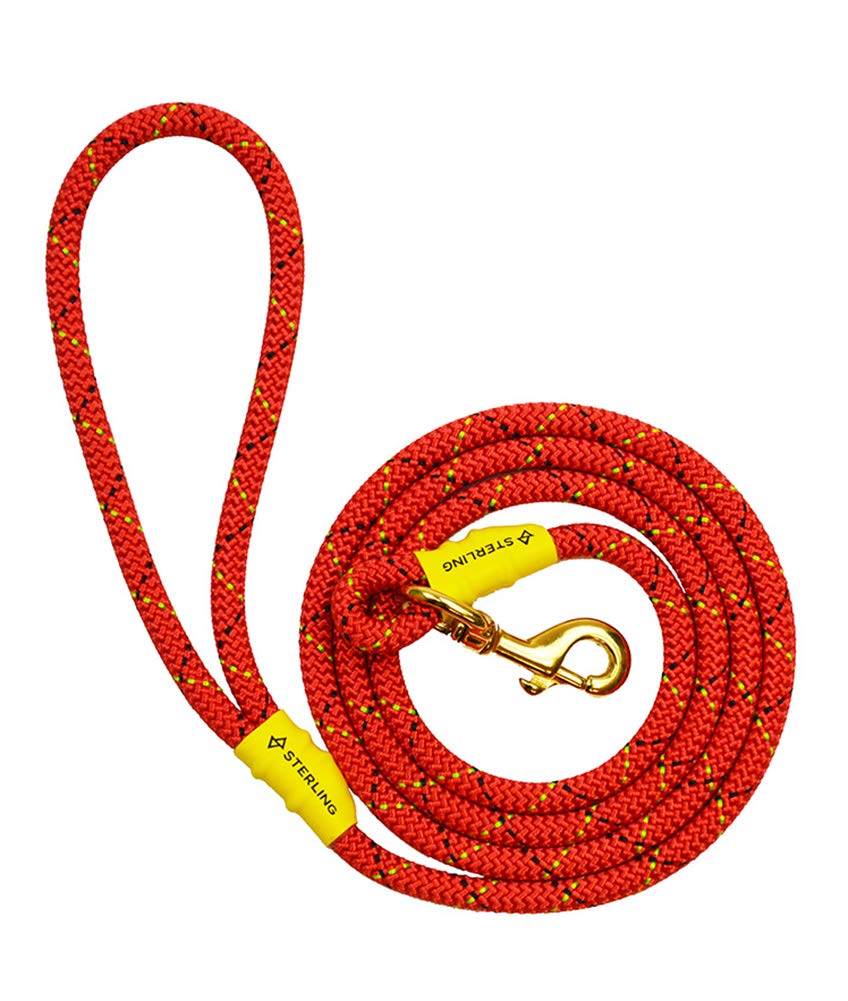 Premium Sterling Dog Leash - Strong Durable Reflective Nylon Pet Leash with Comfortable Handle (Red) - Perfect for Walking, Running, Training & Outdoor Adventures with Your Dog