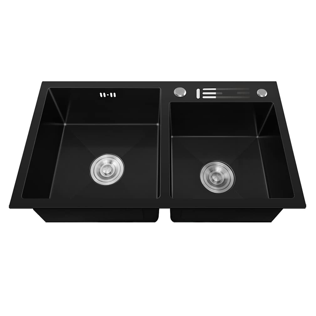 **304 Stainless Steel Double Bowl Rectangular Utility Sink - Freestanding Black Commercial Kitchen Sink for Home, Hotel & Restaurant | Perfect for Food Prep, Dishwashing & Catering**