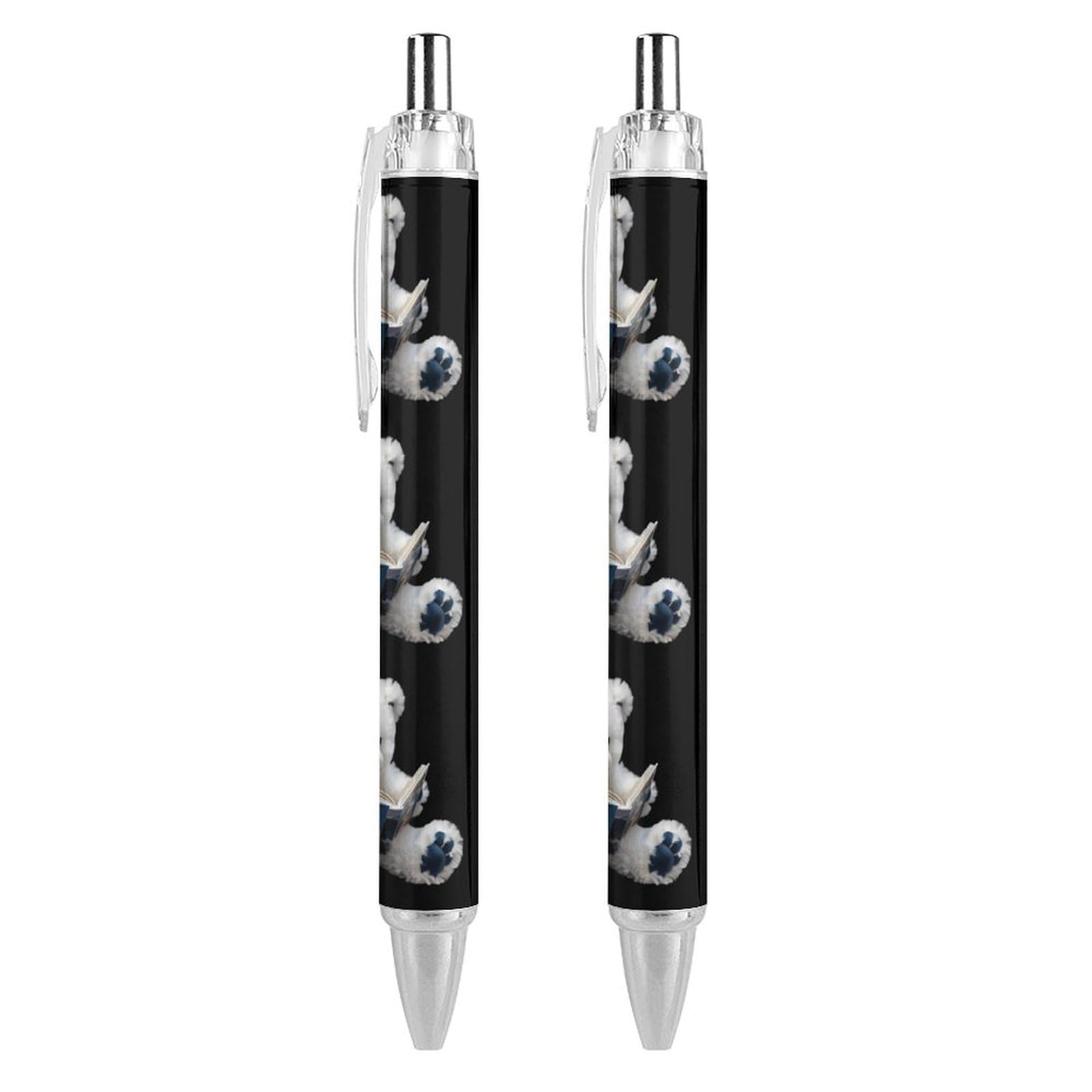 Cute Reading Teddy Bear Retractable Ballpoint Pen - 0.5mm Fine Point Round Barrel Pens (1/2/4 Packs) for Office, School, Note Taking & Gift Giving