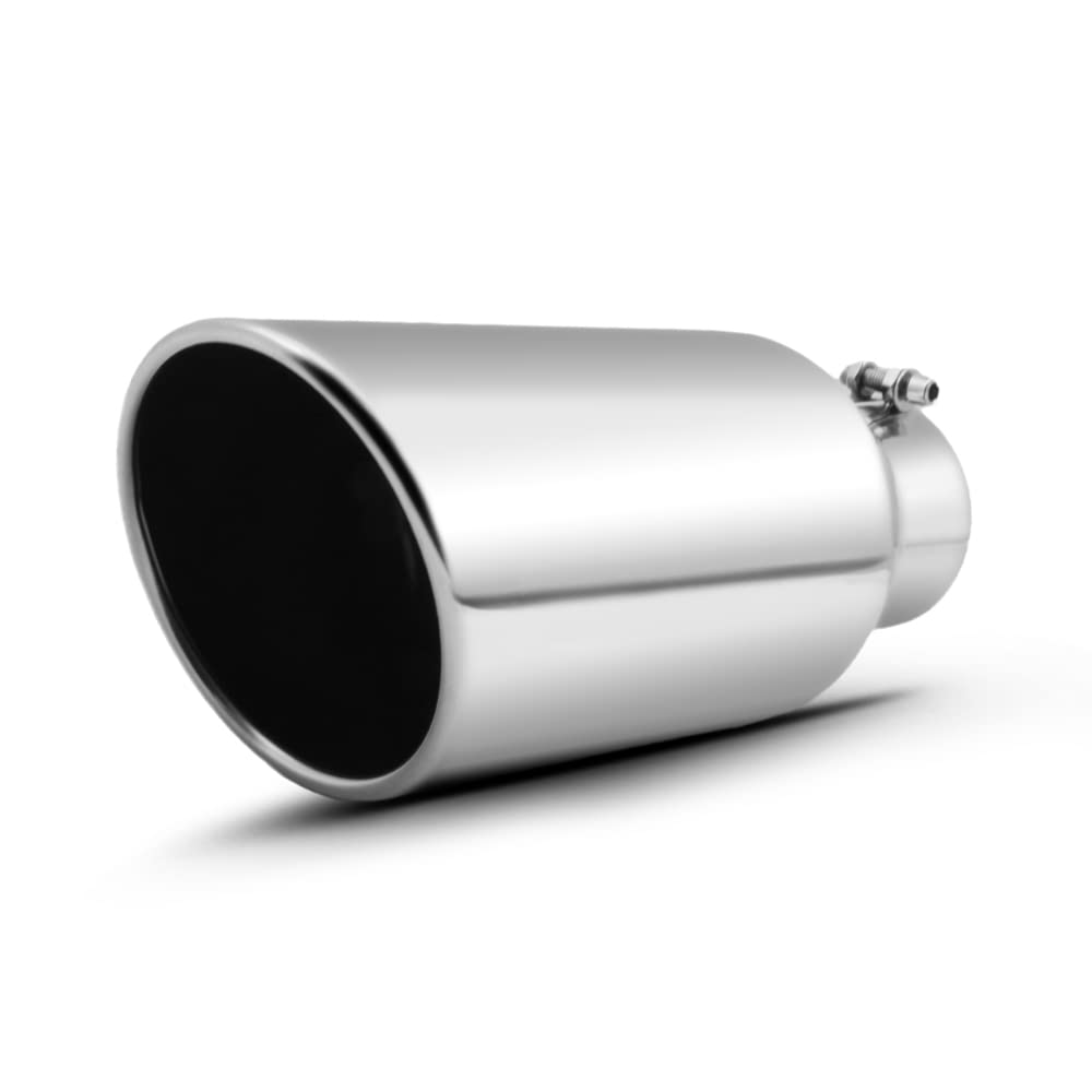 KEDAKEJI 3 Inch Inlet 5 Inch Outlet Exhaust Tip - 304 Stainless Steel Bolt-On Tailpipe (12