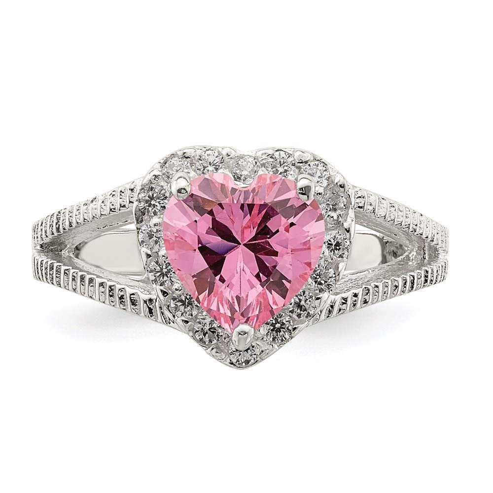 925 Sterling Silver Pink Cubic Zirconia Heart Ring for Women - Elegant Fine Jewelry Gift for Her, Perfect for Valentine's Day, Anniversary, Birthday & Romantic Occasions