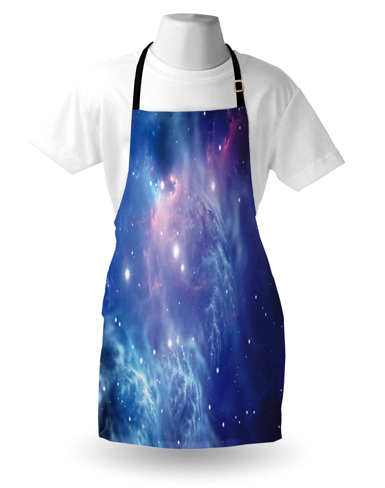 Ambesonne Outer Space Apron - Galaxy Nebula Star Clusters Astronomy Design, Adjustable Unisex Kitchen Bib for Cooking, Baking & Gardening (Purple/Navy) - Perfect for Home Chefs, BBQ Parties & Science Enthusiasts