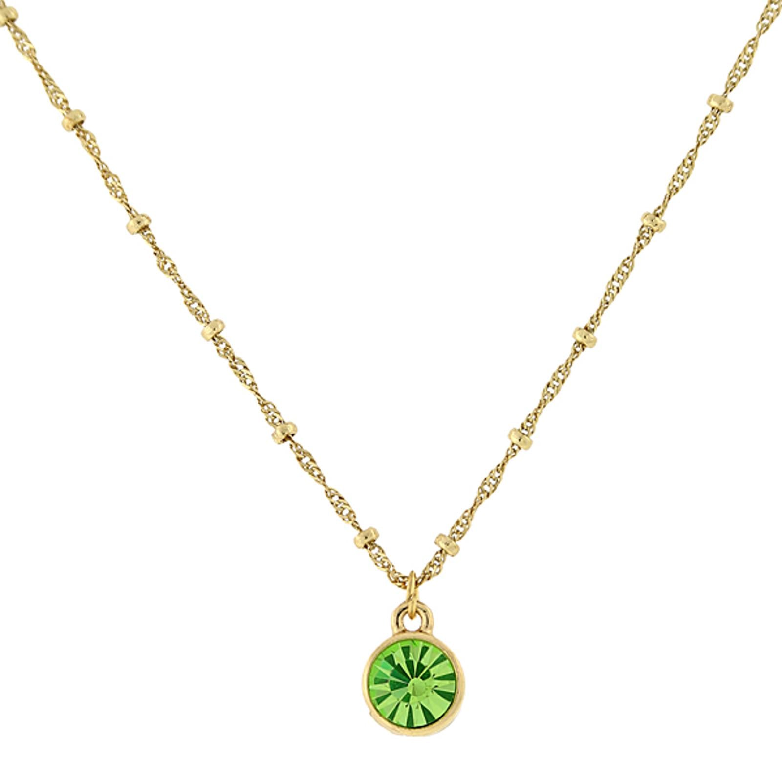 1928 Round Crystal Pendant Necklace - Dainty Jewelry with 16