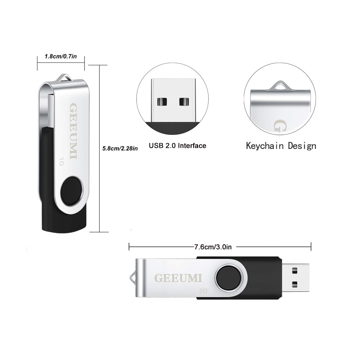 Wholesale 50 Pack GEEUMI USB Flash Drive 2.0 - 1GB Thumb Drive, Memory Stick for Data Storage, Portable Jump Drive with Keychain - Perfect for Office, School, Business Promotions & Bulk Data Transfer