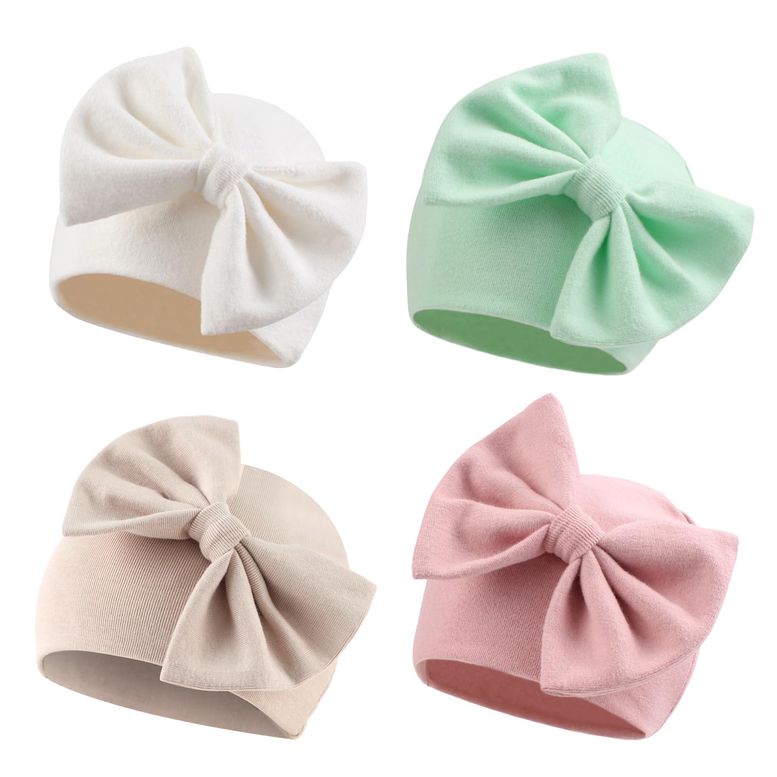 Adorable Newborn Baby Girl Hat - Soft Cotton Bow Beanie for 0-12 Months | Preemie & Infant Spring Hats | Perfect for Photoshoots, Outings & Special Occasions