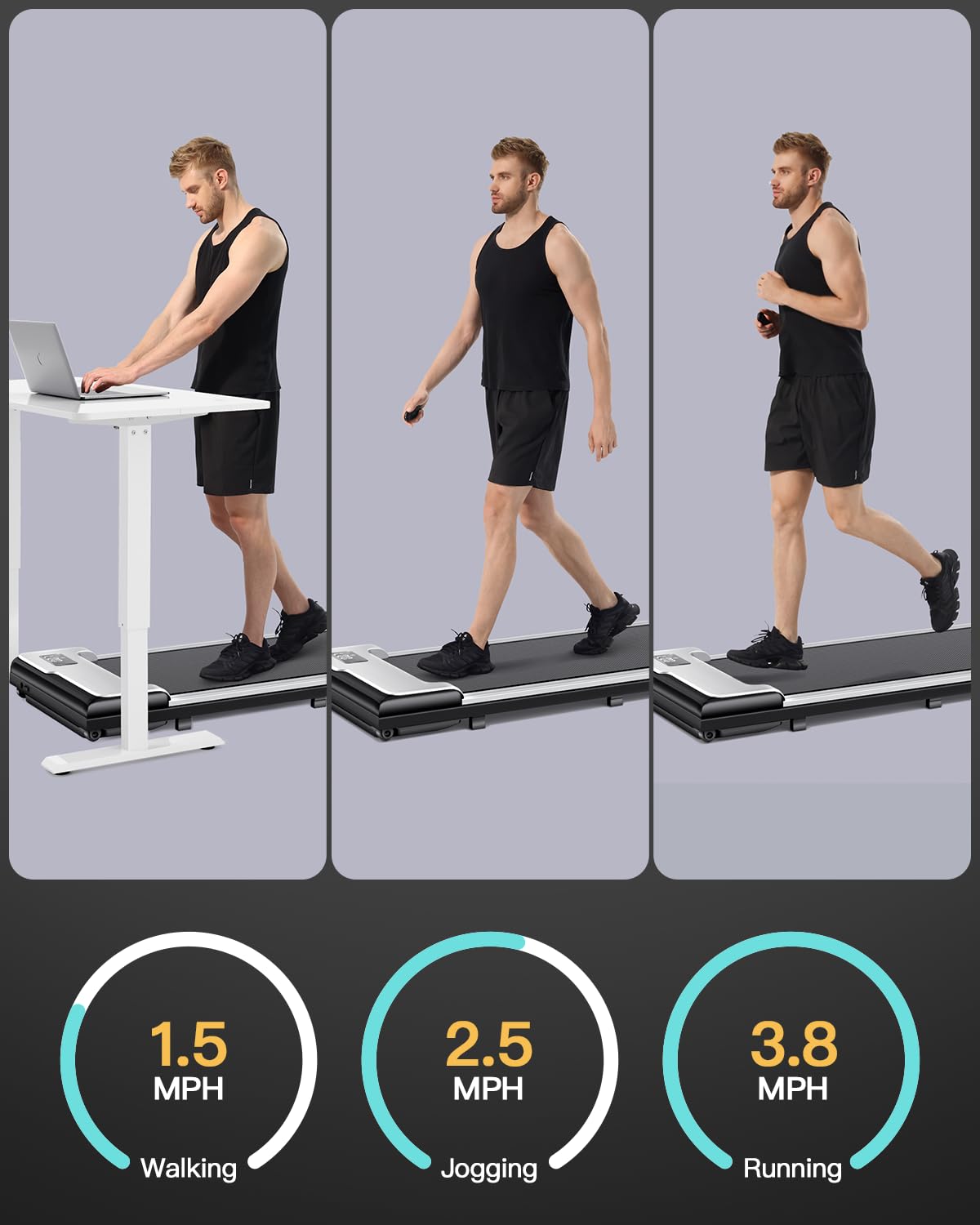 Under Desk Treadmill with Incline - Mini Walking Pad for Home Office, Portable & Lightweight Treadmill with Wheels - Perfect for Workouts While Working, Small Spaces & Apartment Fitness