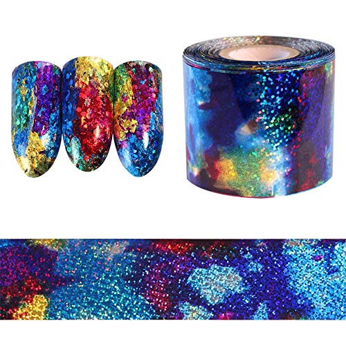 QMM Starry Sky Nail Stickers - Blue Holographic Nail Foil Decals for Manicure, Nail Art Decorations | Perfect for Parties, Weddings, and DIY Nail Designs