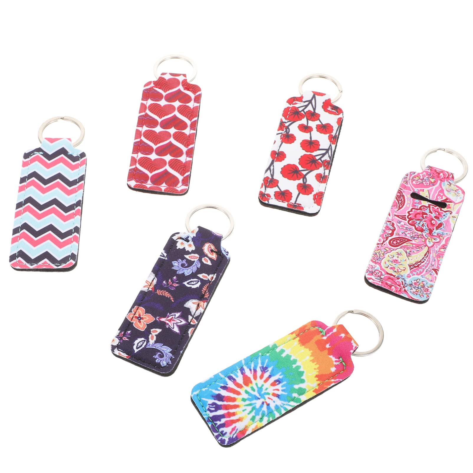 Healifty 6pcs Kids Lip Balm Keychain Holder - Portable Travel Chapstick Keyring for Lipstick, Lip Gloss & Lip Balm - Perfect for School, Gym, Hiking & Daily Essentials Organization