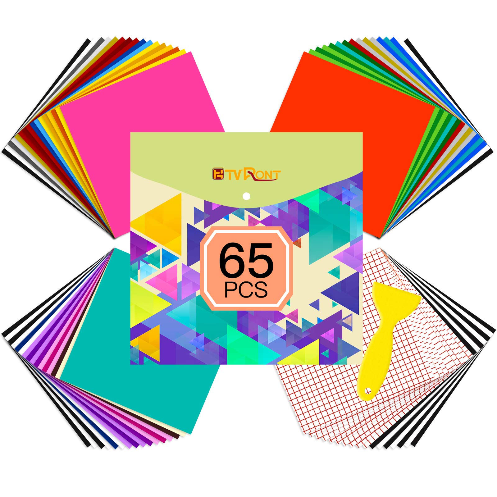 HTVRONT 65 Pack Permanent Adhesive Vinyl Sheets for Cricut - 12