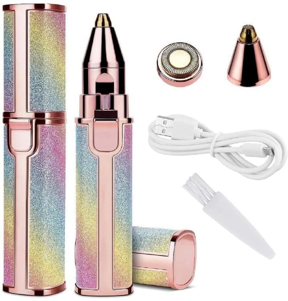 QONETIC Rechargeable Electric Eyebrow Trimmer & Facial Hair Remover for Women & Men - Painless Eyebrow Shaper, Lip & Mustache Hair Remover, Lady Face Razor - Perfect for Travel, Home & Salon Use