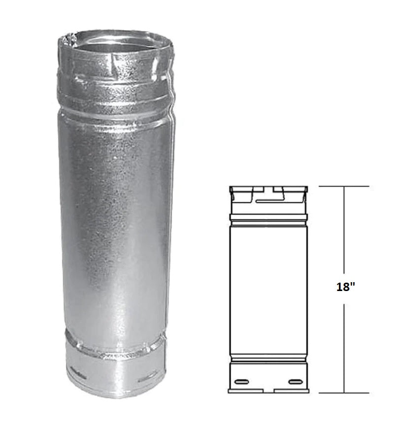 Duravent 3 x 18 Straight Length Chimney Pipe 3PVP 18 - High-Quality Stainless Steel Vent Pipe for Wood Stove, Fireplace & Heating Systems
