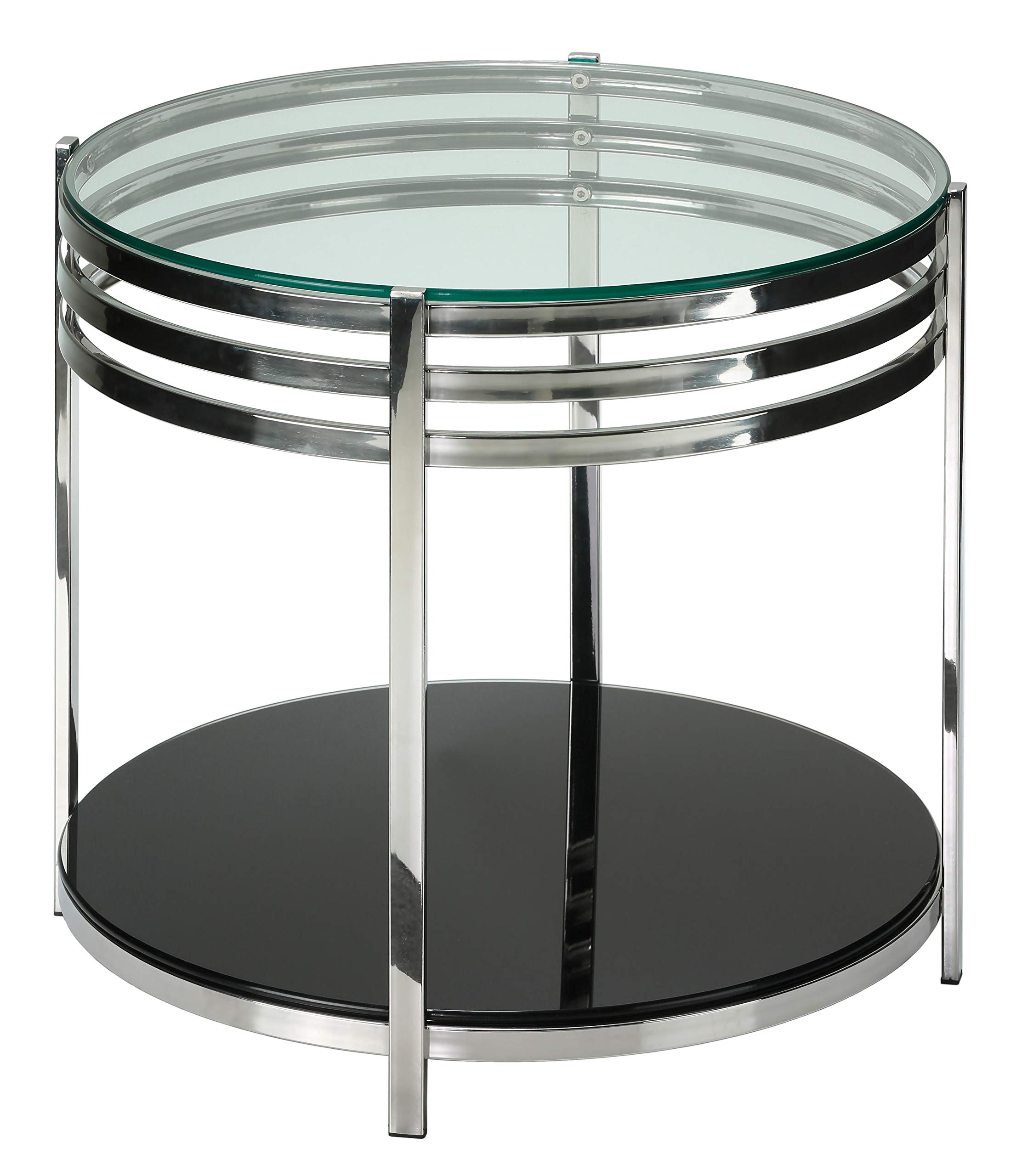 Cortesi Home Lavia Modern Two-Tier Round Glass Side Table in Black - Perfect for Living Room, Bedroom, or Office Decor