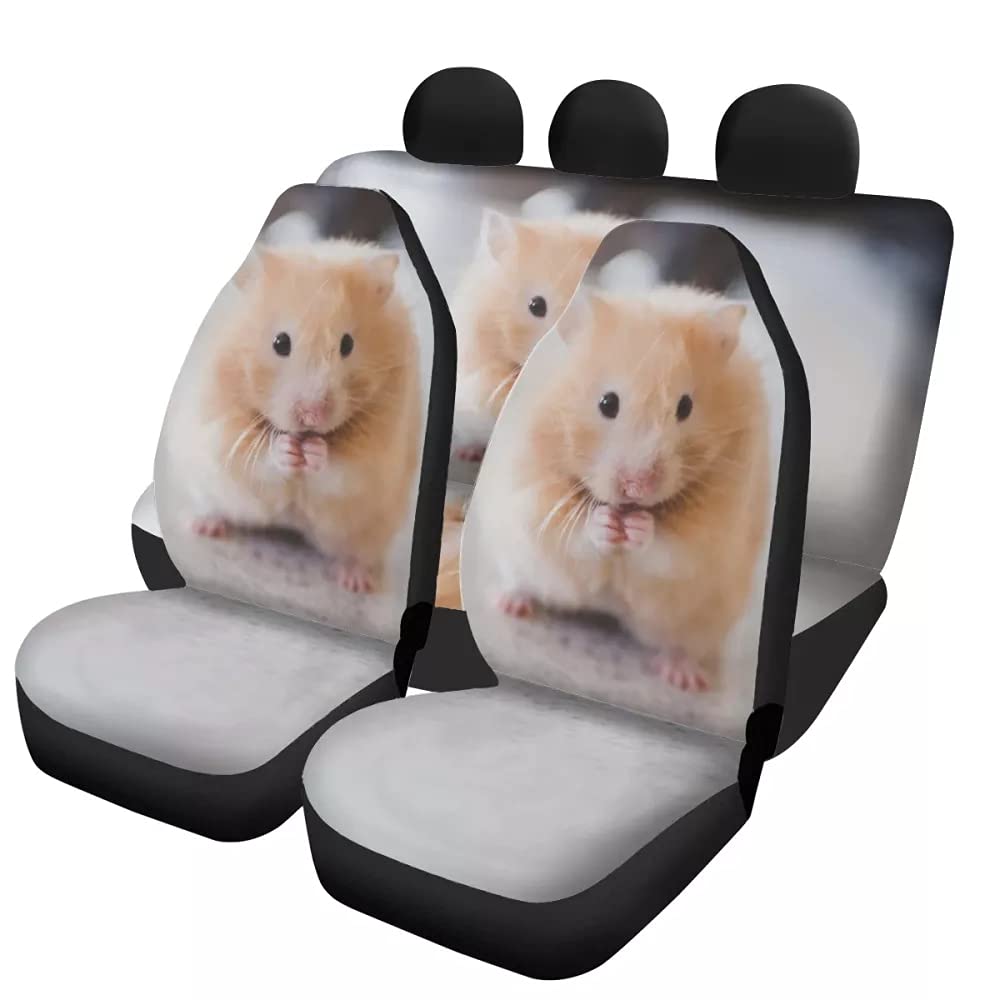 **Universal Soft & Durable Hamster Car Seat Covers Full Set (4-Pack) – Front & Rear Auto Seat Protectors for Pets, Travel & Daily Commute**
