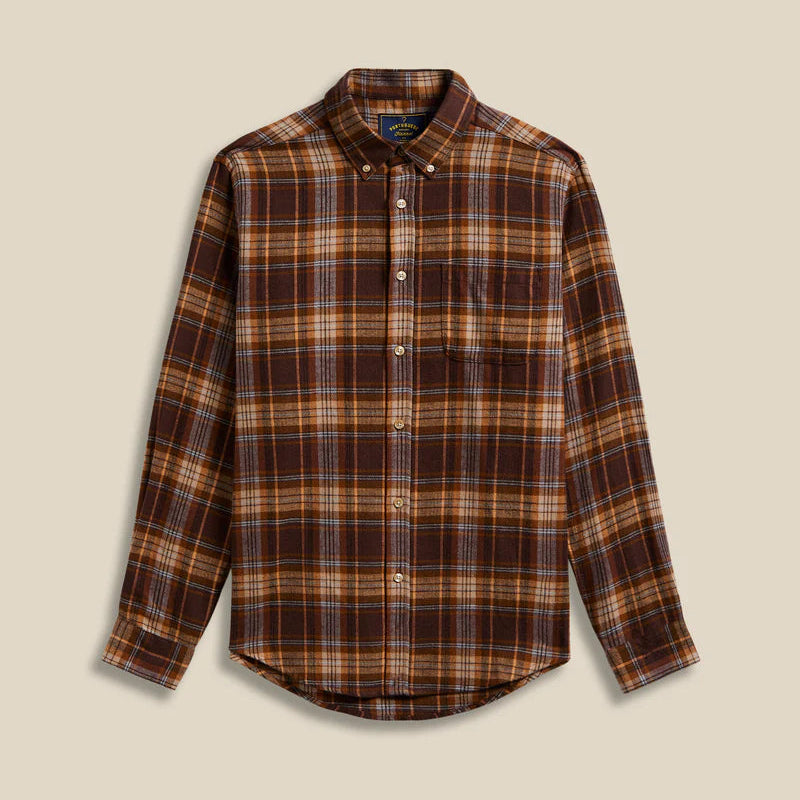 Apollo Men's Casual Button-Down Shirt - Brown Cotton Long Sleeve Business Casual Shirt for Office, Dating & Outdoor Activities