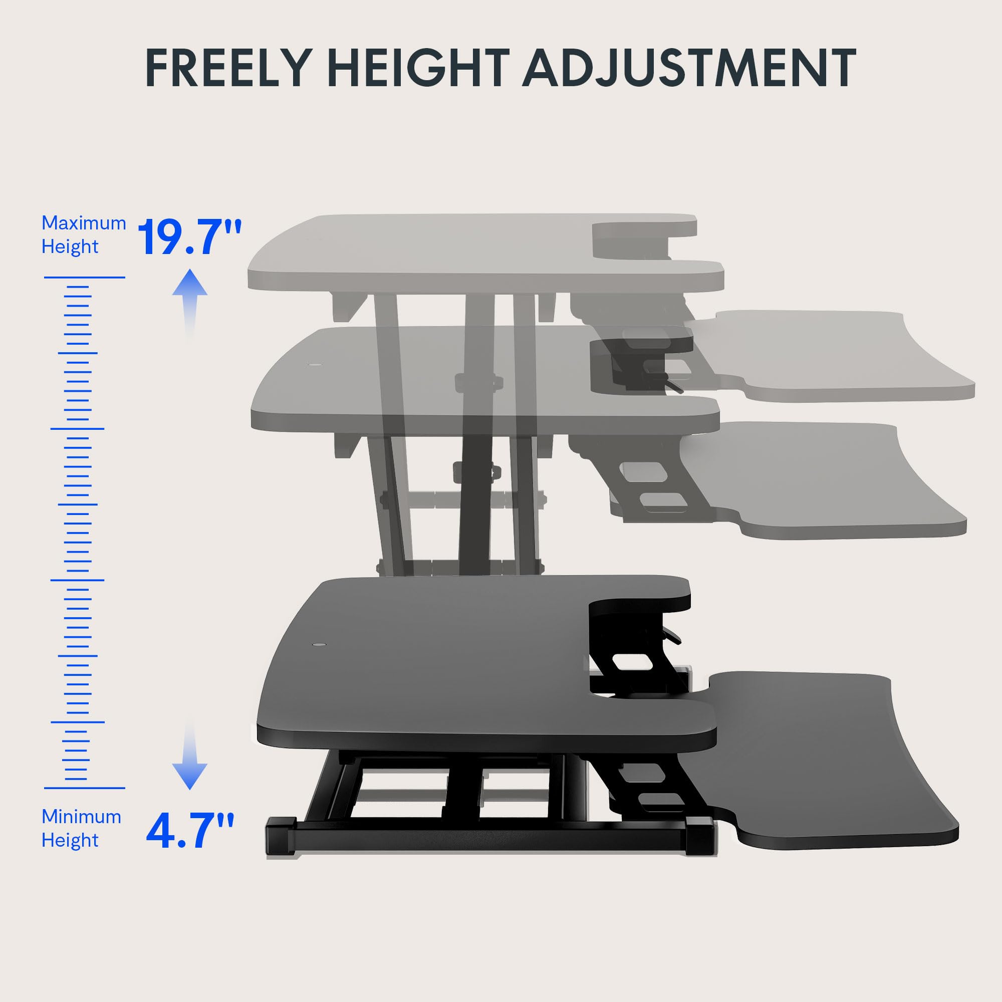 FLEXISPOT 35 Inch Standing Desk Converter - Height Adjustable Sit Stand Desk Riser with Keyboard Tray, 2-Tier Desktop Workstation for Home & Office (Black) | Perfect for Ergonomics, Computer Work & Small Spaces