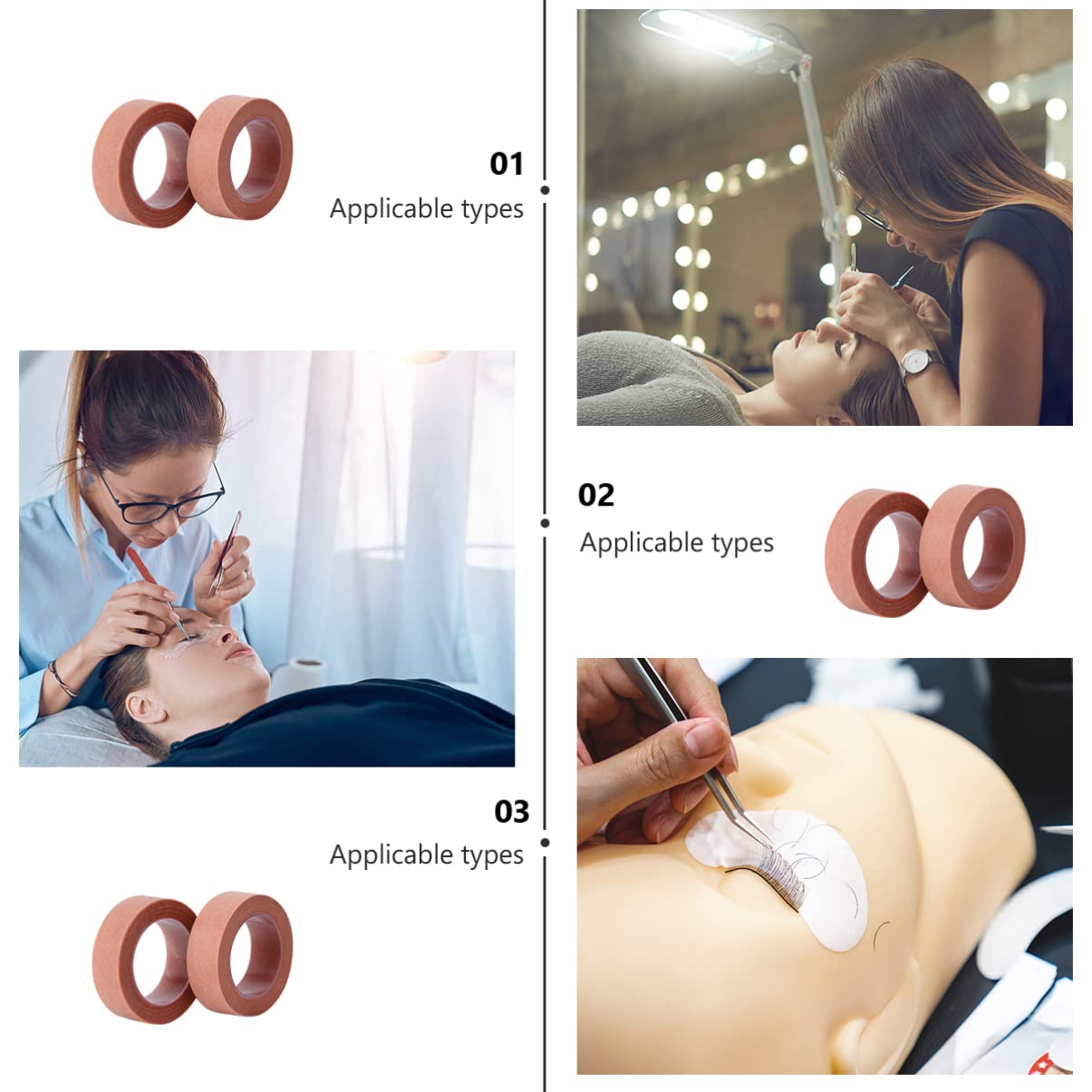 FOMIYES Eyelash Extension Tape - 2Pcs Breathable Micropore Adhesive Fabric Lashes Tape for Professional Lash Extensions | Brown First Aid Tape for Salon, DIY Home Use & Beauty Supplies