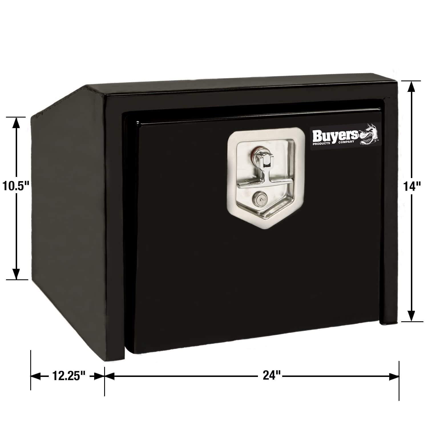 Buyers Products 1703352 Underbody Truck Tool Box - Black Steel Slanted Back Design, 14/10.5 x 12 x 24 Inches | Secure Storage for Truck Accessories & Equipment | Perfect for Pickup Trucks & Work Vehicles