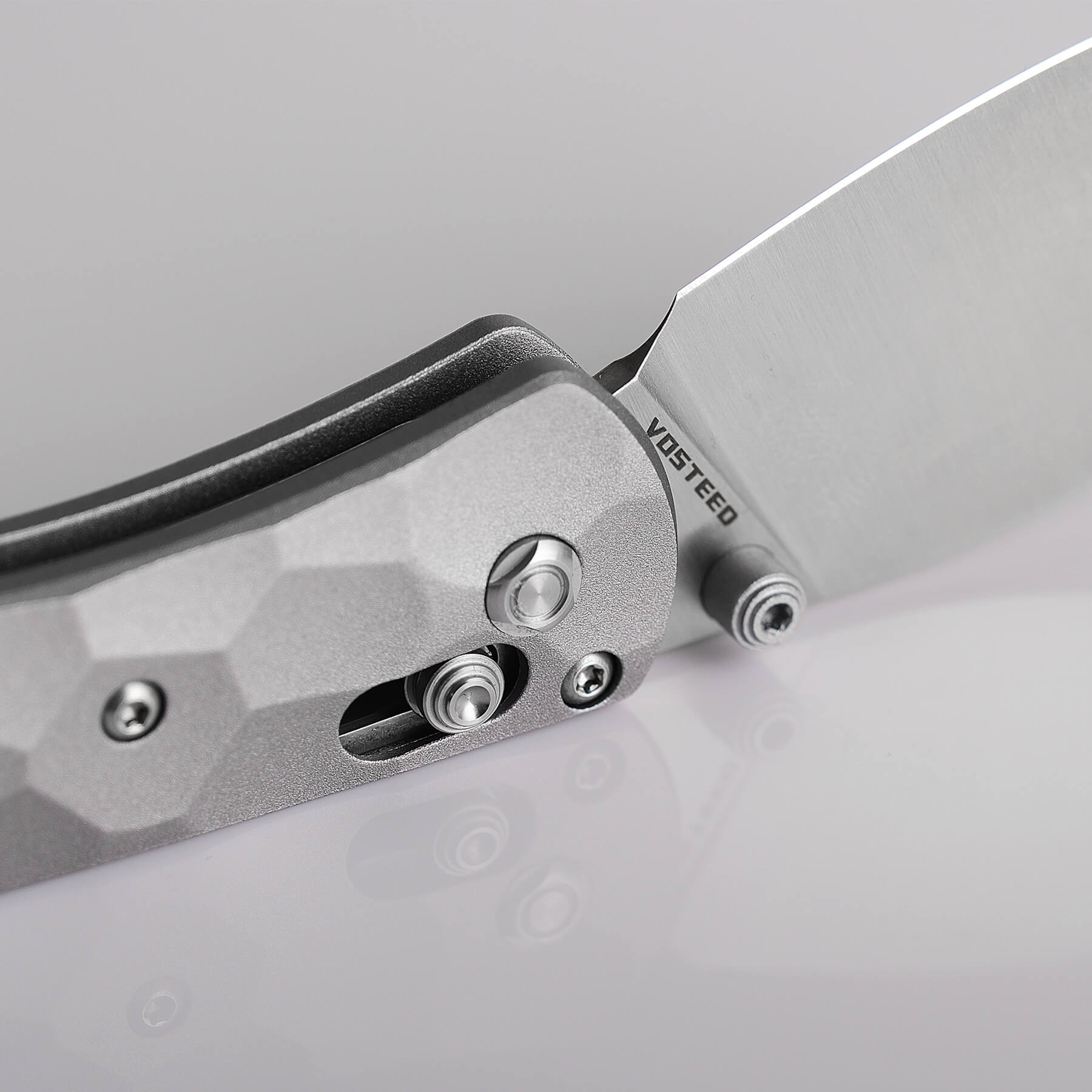 WMK Exclusive Vosteed Mini Nightshade Gray Pocket Knife - Sculpted Aluminum Handle, Satin 154CM Steel Blade A0213 | EDC, Camping, Hiking & Outdoor Survival Gear