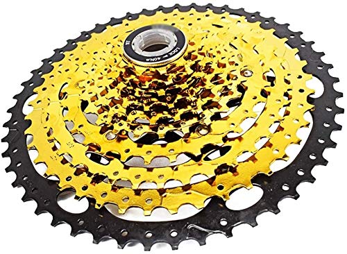10-Speed MTB Cassette 11-46T/11-50T - Lightweight & Durable Bicycle Flywheel for Mountain Bikes - Gold Color - Perfect for Trail Riding, Downhill & Off-Road Cycling