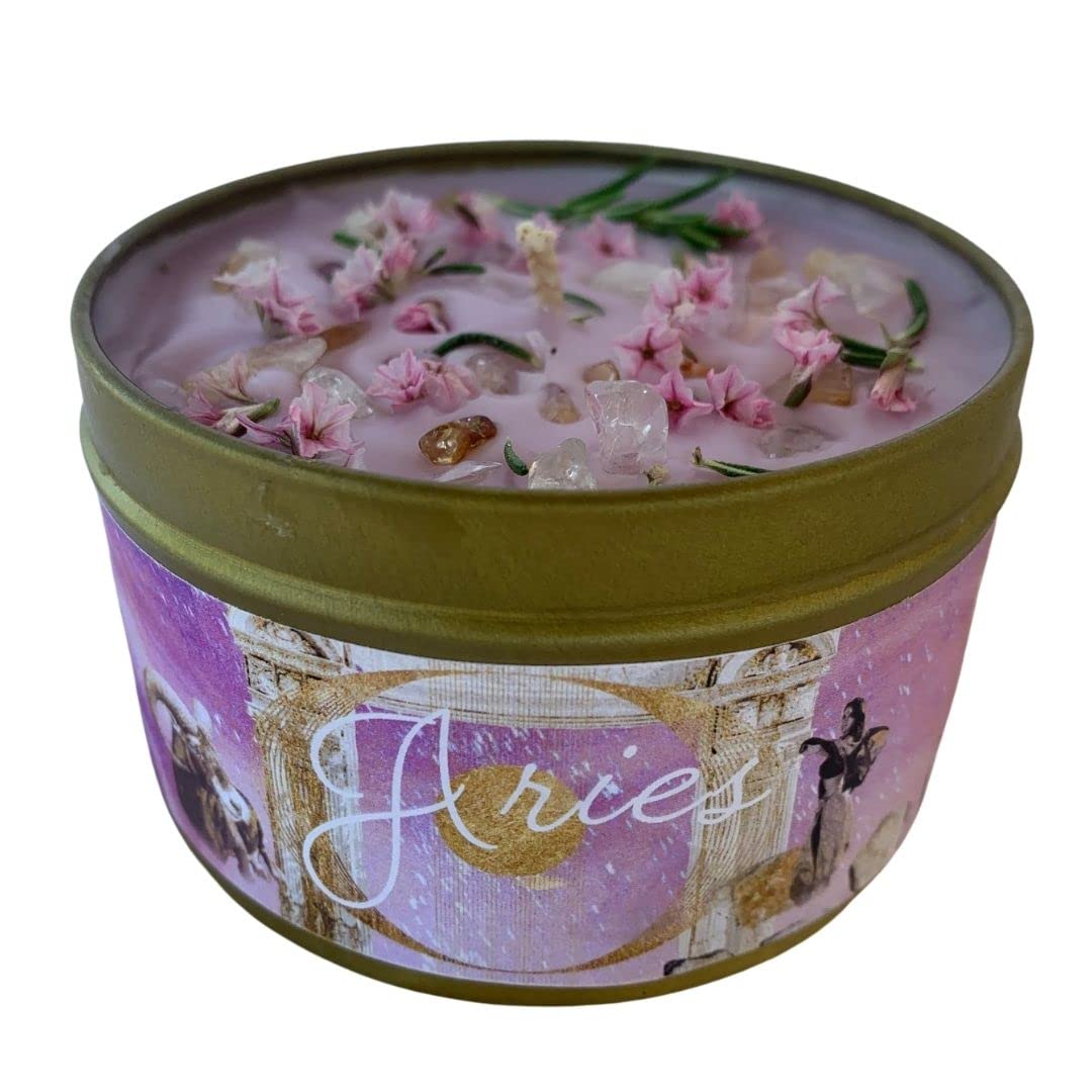 **MAMA WUNDERBAR Aries Zodiac Scented Coconut Wax Candle – Perfect Birthday Gift for Women, Astrology & Horoscope Lovers – Crystal-Infused Aromatherapy Candle for Relaxation & Home Decor (Aries)**    *(Ideal for Meditation, Spa Nights, Zodiac-Themed Parties & Thoughtful Gift-Giving)*
