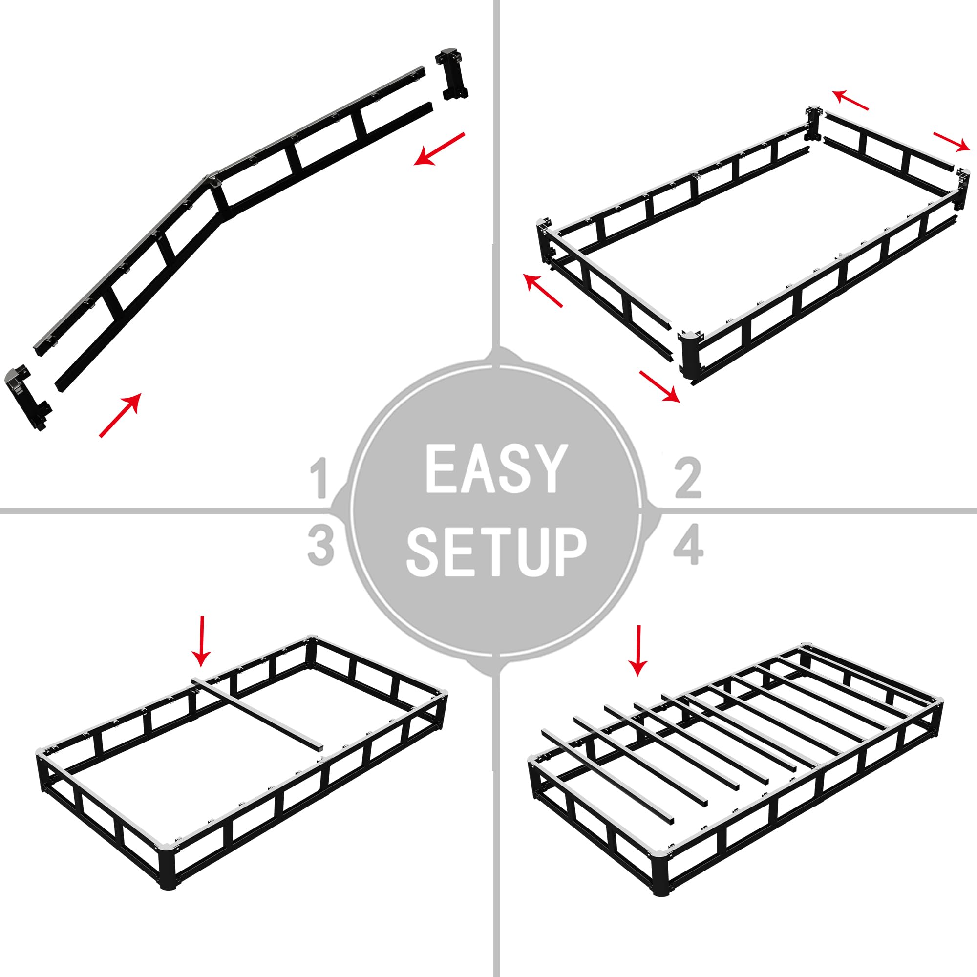3 Inch Low Profile Box Spring for Twin Size Bed - Heavy Duty Metal Mattress Foundation with Easy Assembly, Noise Free & Non-Slip Design - Perfect for Kids Rooms, Guest Beds & Small Spaces