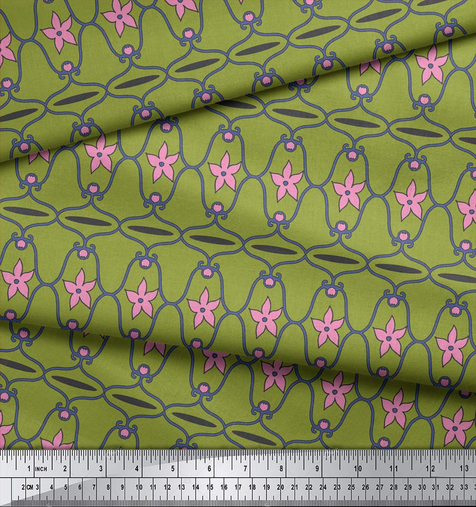 Soimoi Moss Green Georgette Fabric by the Yard - 42
