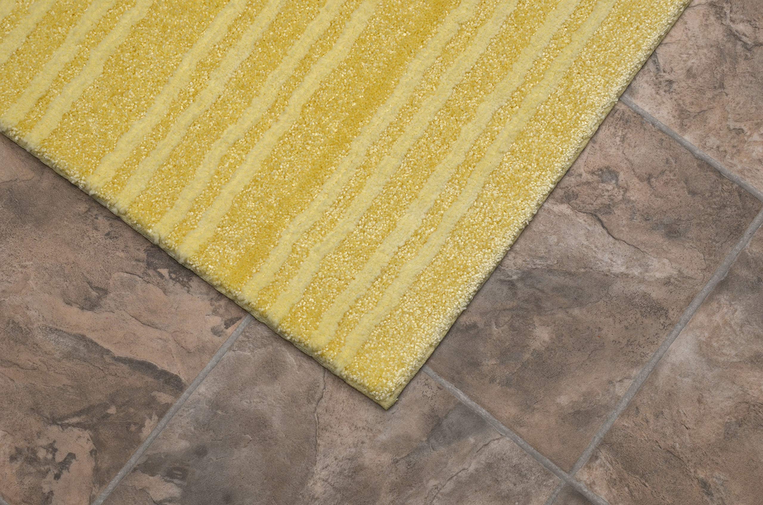Garland Rug Grand Isle Non-Slip Bath Rug 2-Piece Set - Rubber Ducky Yellow | Soft Absorbent Bathroom Mat for Kids & Adults - Perfect for Bath, Shower & Vanity Areas