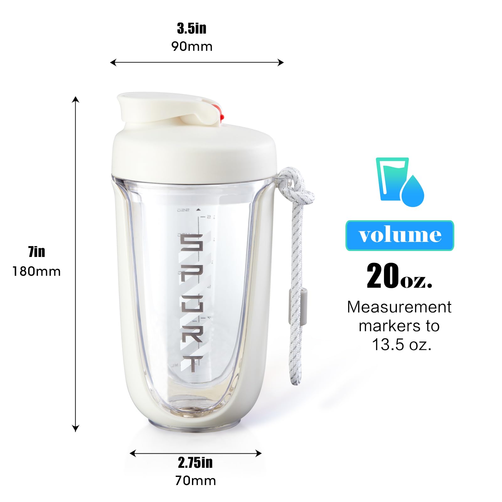20oz Leak Proof Protein Shaker Bottle - Gym & Workout Shaker Cup for Protein Shakes, Pre-Workout Drinks & Weight Loss Supplements | Perfect for Fitness, Bodybuilding & Healthy Lifestyle