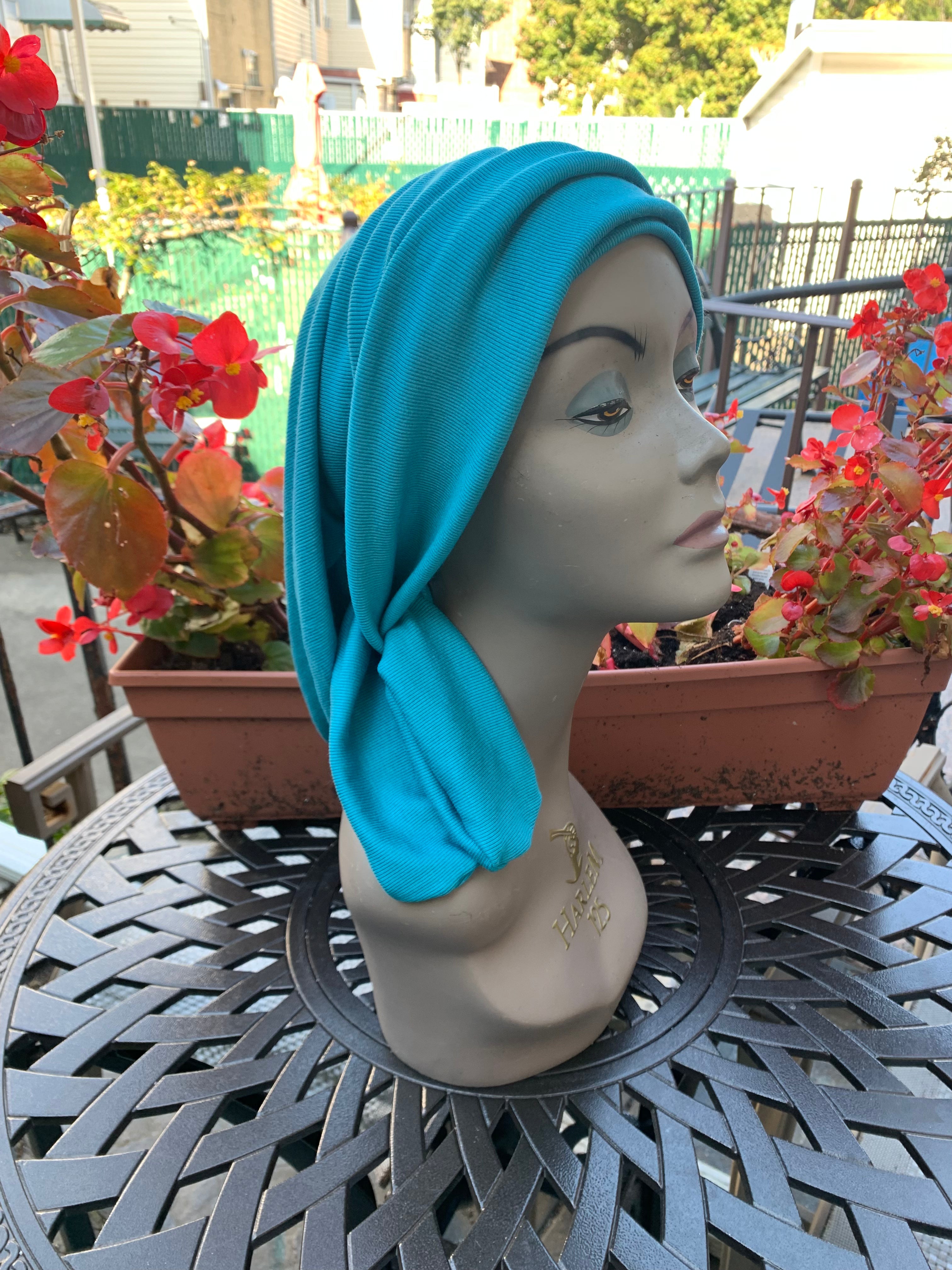 Uptown Girl Headwear Turquoise 10-Way Tie Head Scarf - Premium Hair Wrap & Tichel for Women | Made in USA | Perfect for Yoga, Church, Beach & Everyday Style