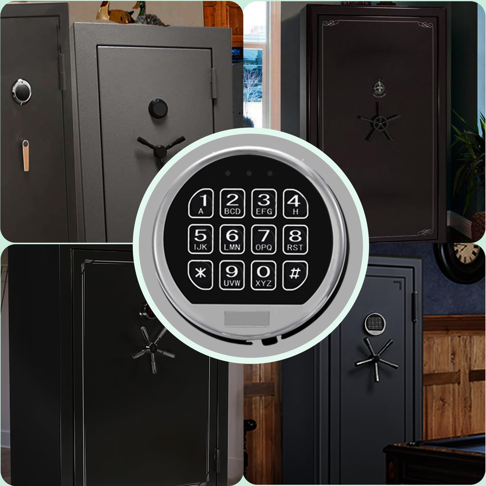 WAH LIN PARTS Gun Safe Lock Replacement - Chrome Keypad DIY Electronic Safe Lock with Solenoid & 2 Override Keys - Fireproof Security Box Lock for Home, Office, and Gun Safes