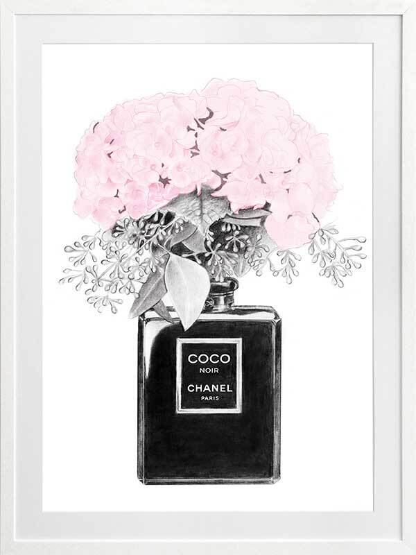 Chanel Noir Framed Art Print - Elegant Black & White Wall Decor for Living Room, Bedroom & Office | Luxury Fashion Inspired Canvas Painting