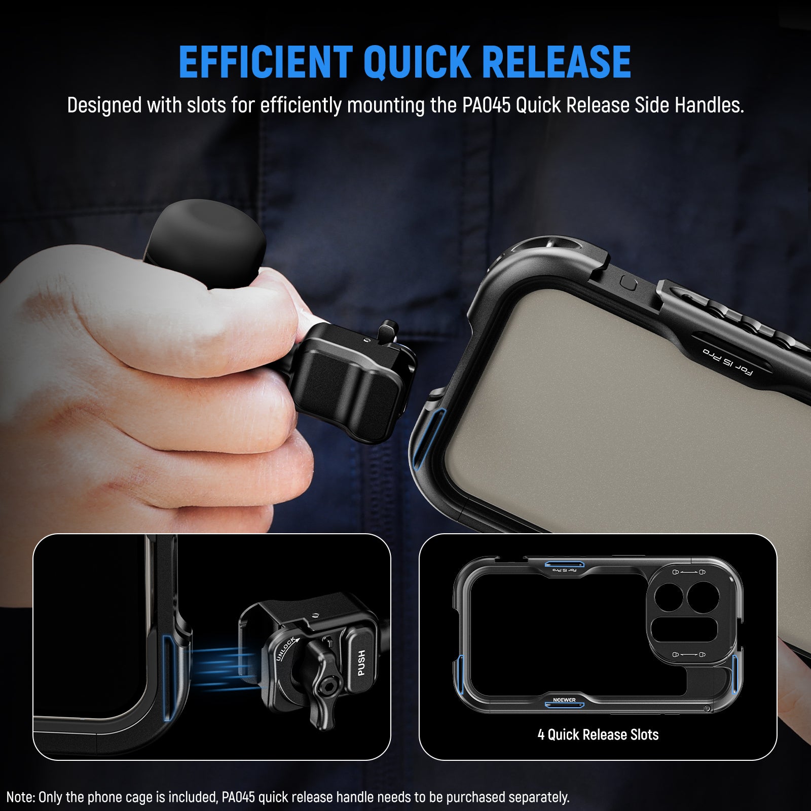 NEEWER PA043/PA044 2nd Generation Smartphone Cage Mount for iPhone 15 Pro & Pro Max - Perfect for Vlogging, Filmmaking, and Mobile Photography