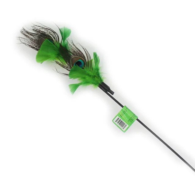 Colorful Peacock Feather Cat Toy - Interactive Play for Kittens & Adult Cats - Perfect for Indoor Entertainment & Exercise