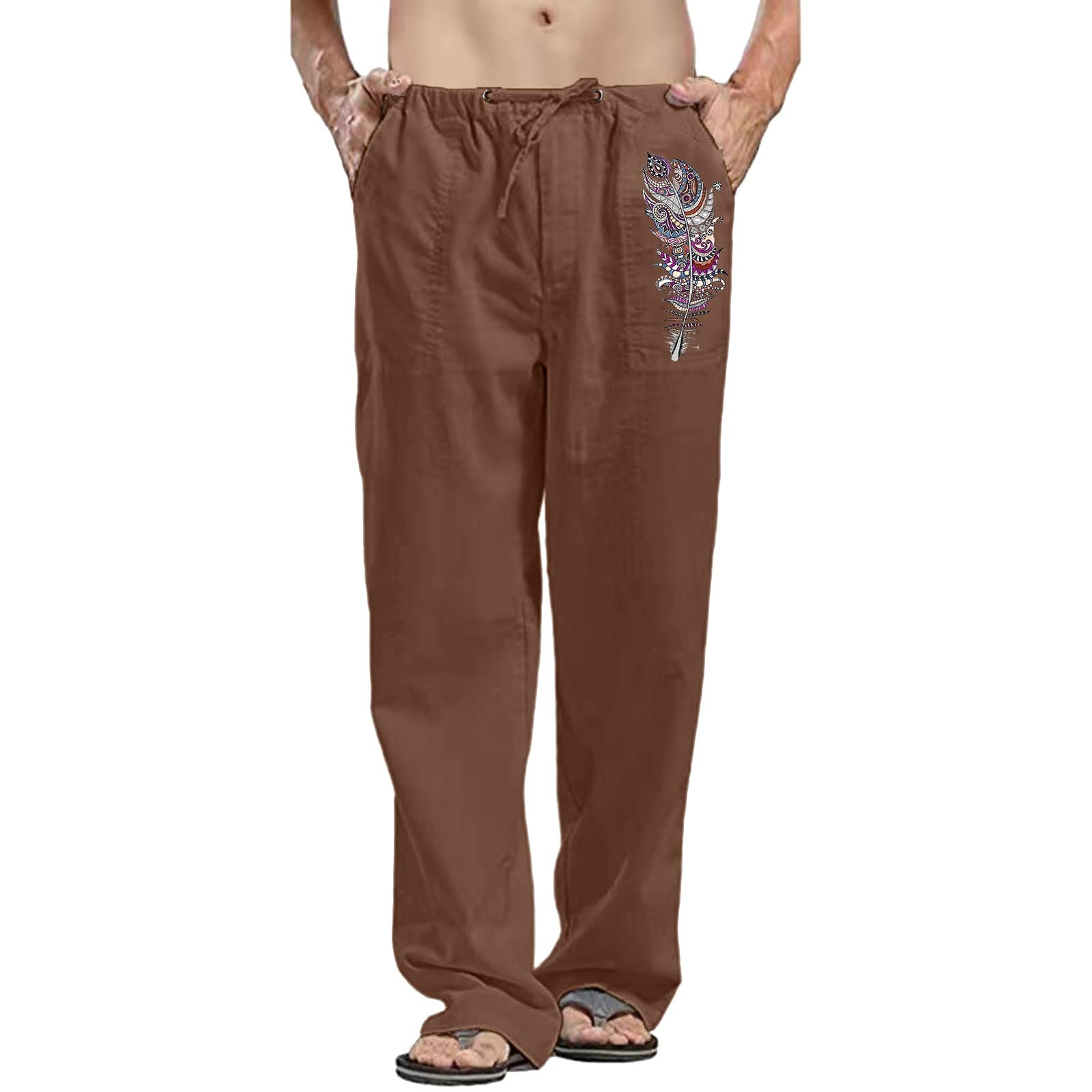 Men's Slim Fit Cargo Pants - Stretch Cotton Work Pants for Summer, Casual Solid Color Yoga Painting Pants with Regular Fit A73 | Perfect for Outdoor Activities, Workwear & Street Style Fashion