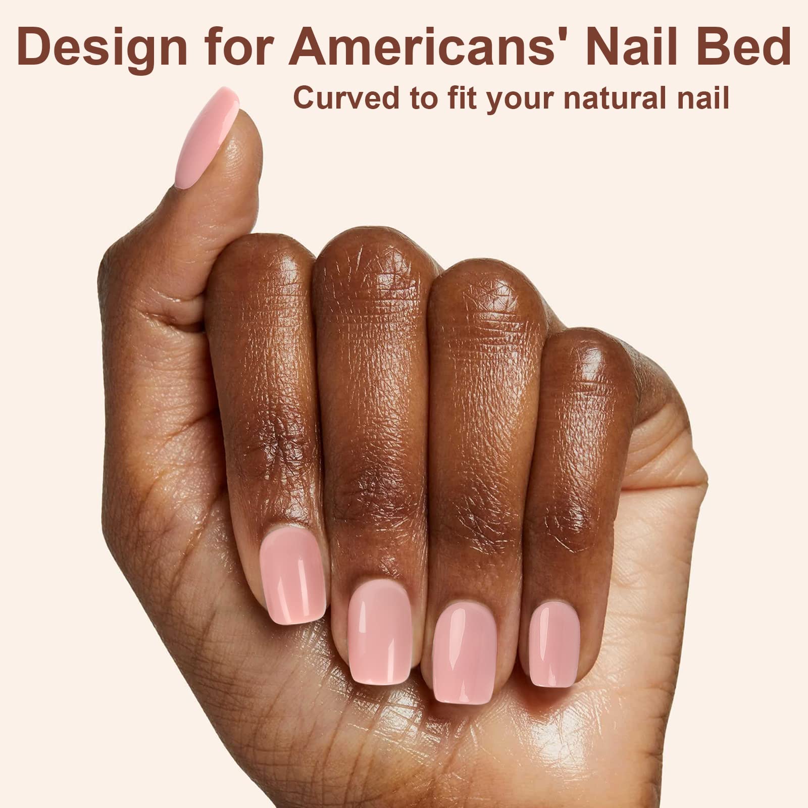 Short Squoval Press On Nails - Natural Fit ABS Fake Nails with Jelly Glue | Reusable Manicure False Nails for Women & Girls | UV Gel Glossy Cover | 15 Sizes 30PCS | Perfect for Parties, Weddings, and Everyday Wear
