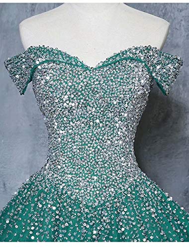Elegant V-Neck Quinceañera Prom Dress with Off-the-Shoulder Sleeves & Crystal Embellishments | 2025 Ball Gown for Sweet 16, Homecoming & Formal Events