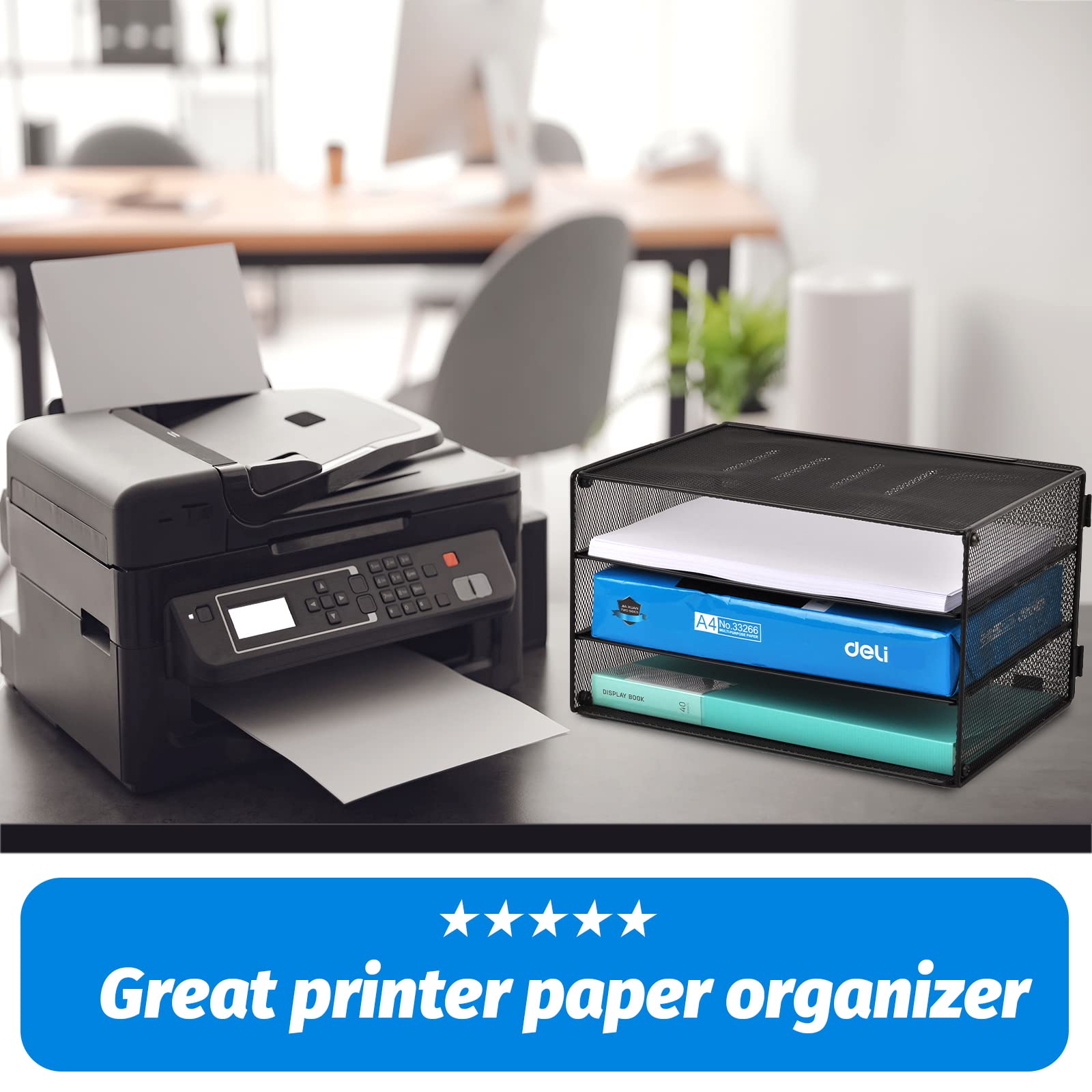 EASEPRES 3-Tier Mesh Paper Organizer Tray - Black Desk File Organizer & Letter Sorter for Home Office - Perfect for Bills, Mail, Documents and Office Supplies Storage